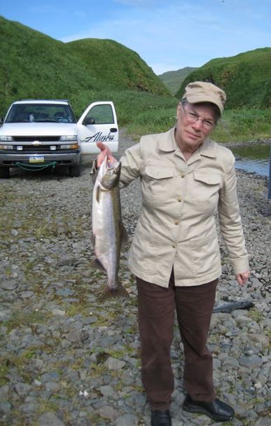 Teena fishing on Adak